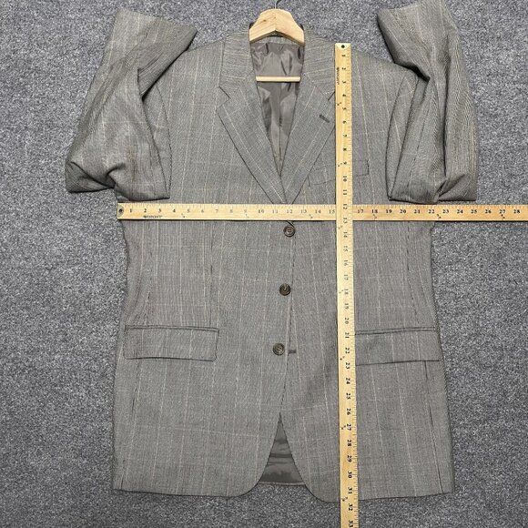Lauren Ralph Lauren Mens Blazer Jacket Plaid Gray Wool & Silk Blend 42R - Picture 8 of 8